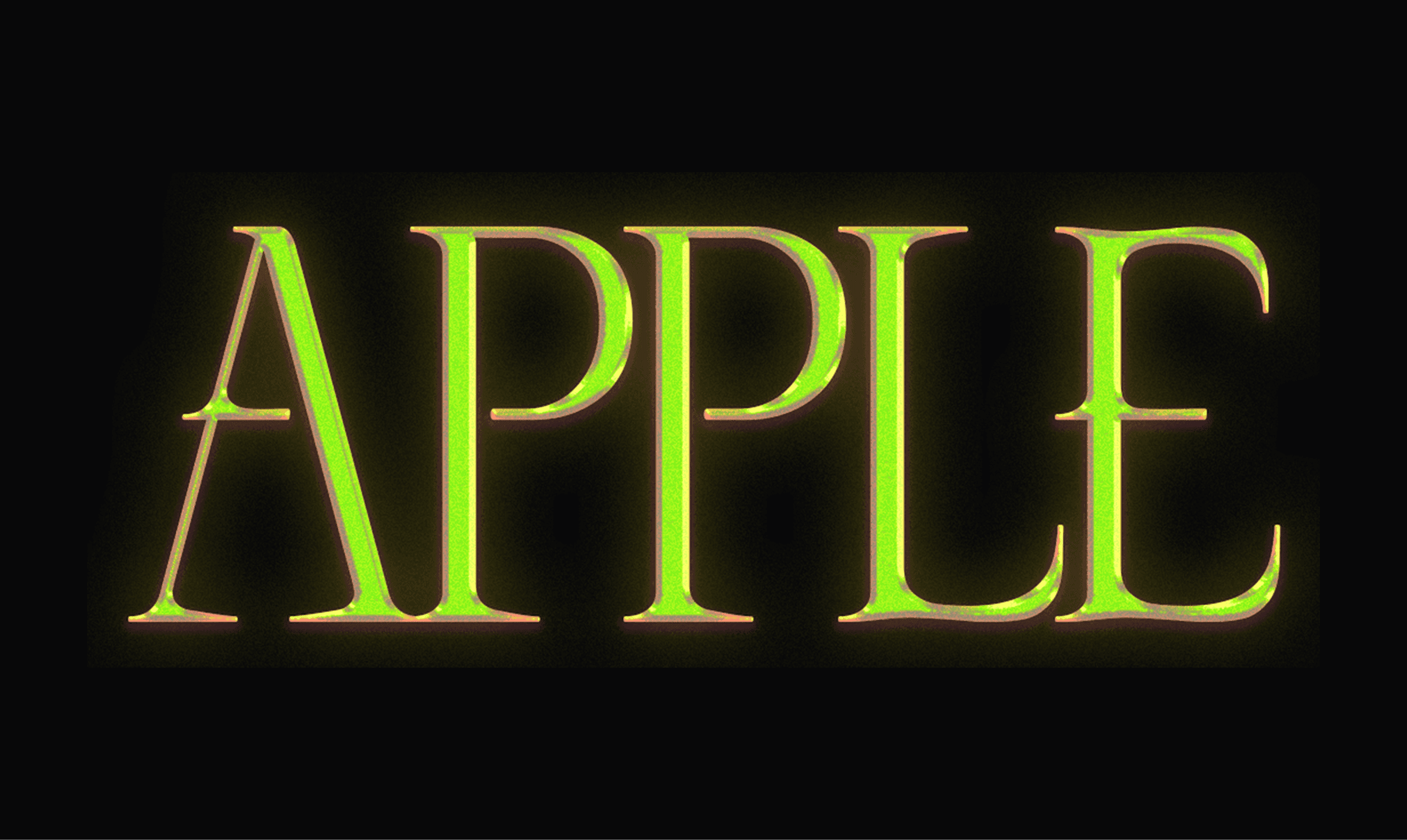 Apple custom lettering with a luminous green edge