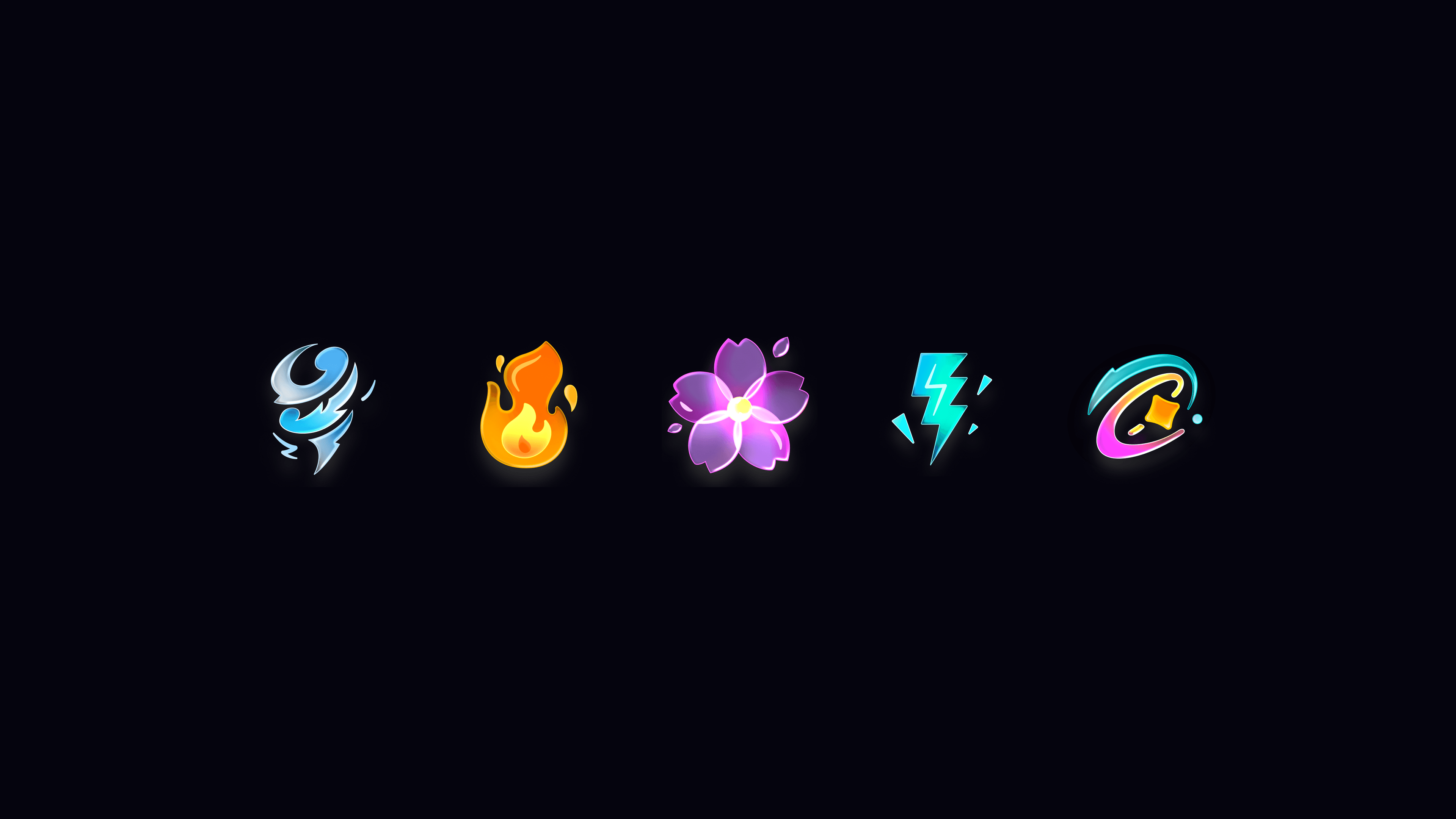 Colourful Wayground power-up icons on a dark background