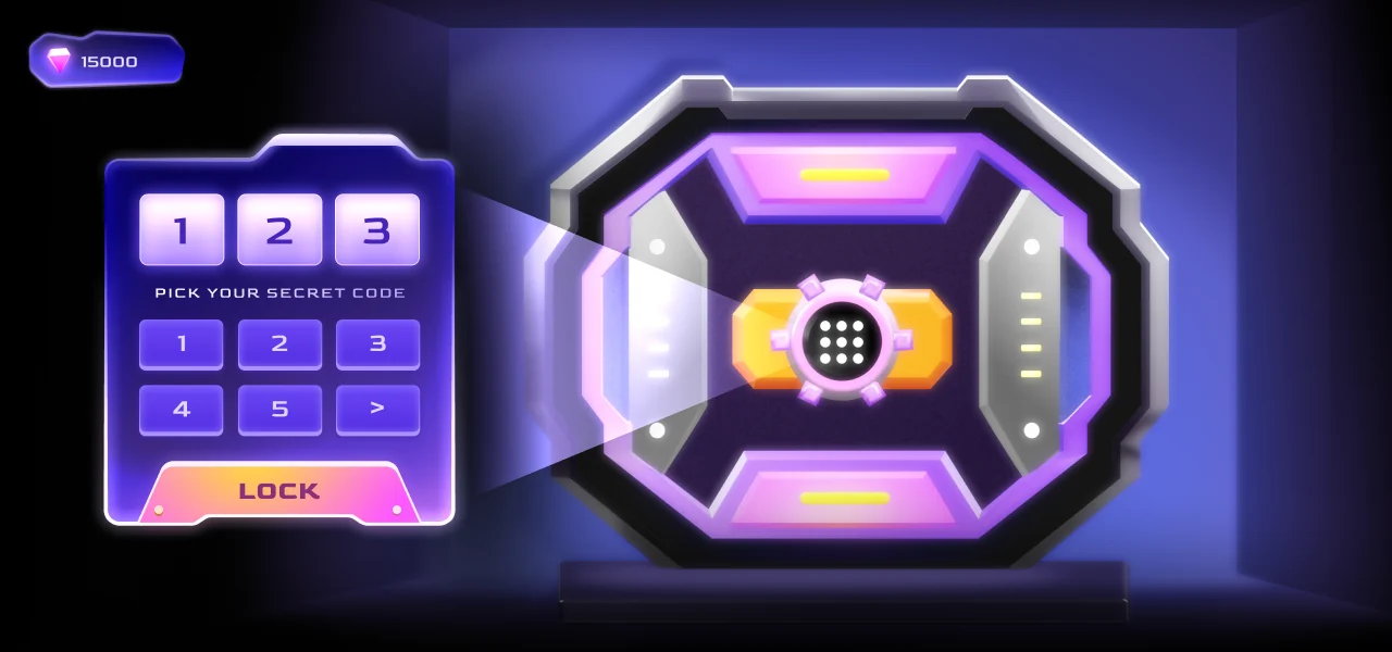 Code Busters interface for selecting a secret vault code