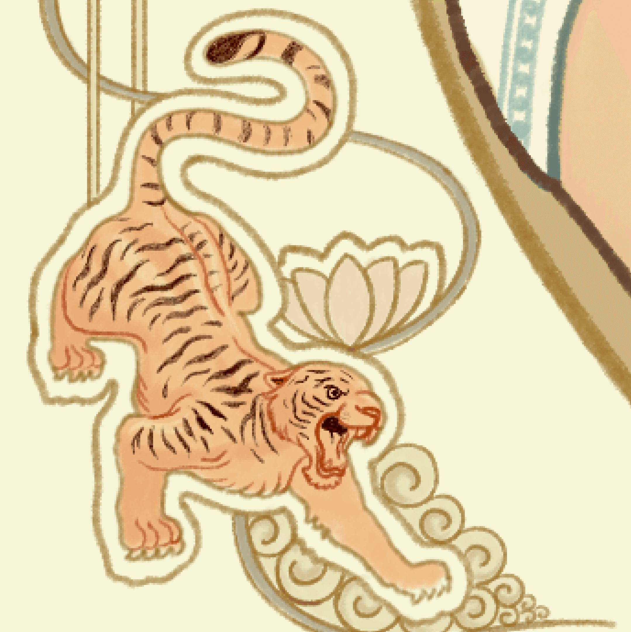 Madhubani-inspired tiger and lotus motif