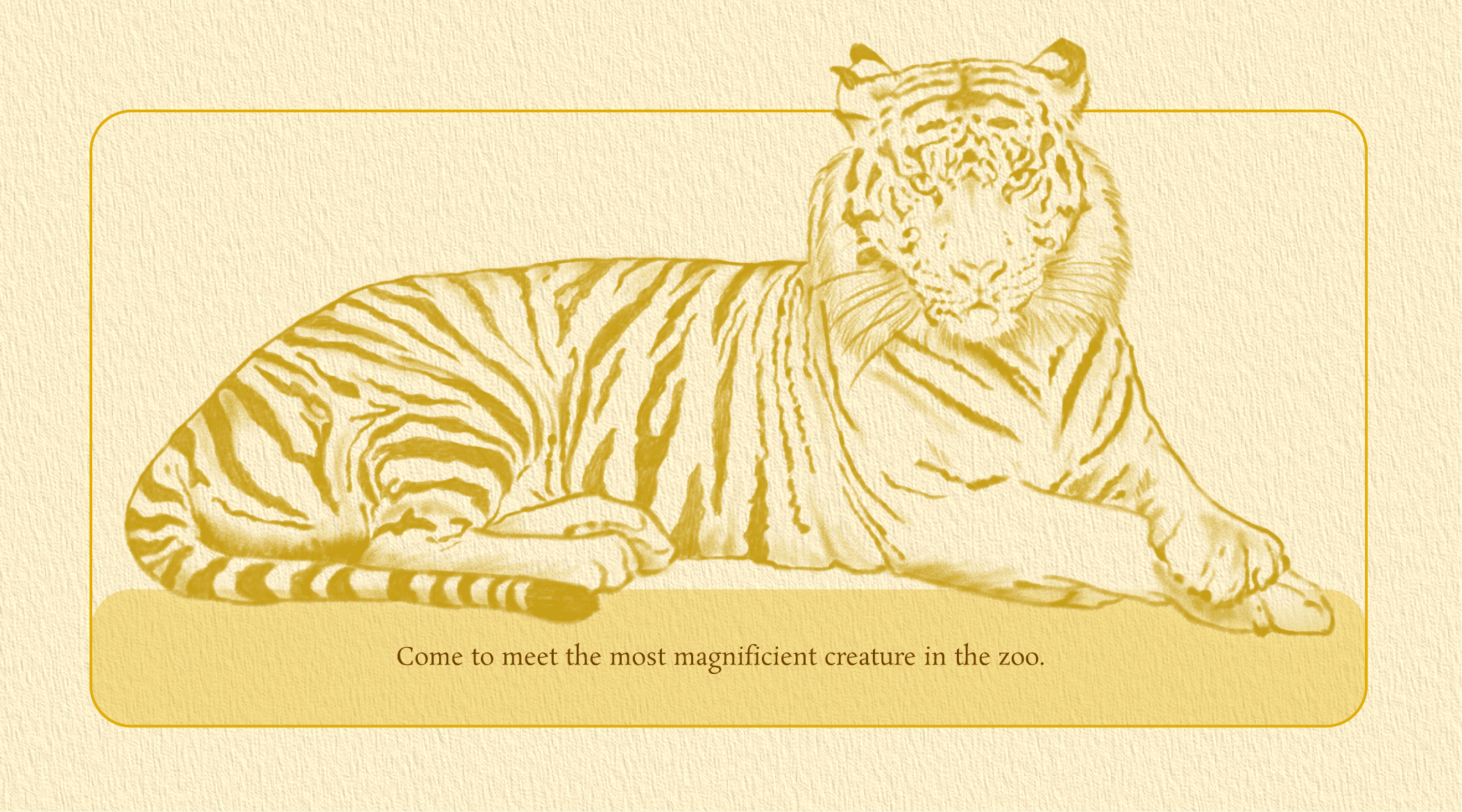 Illustrated Bengal tiger feature on textured cream paper