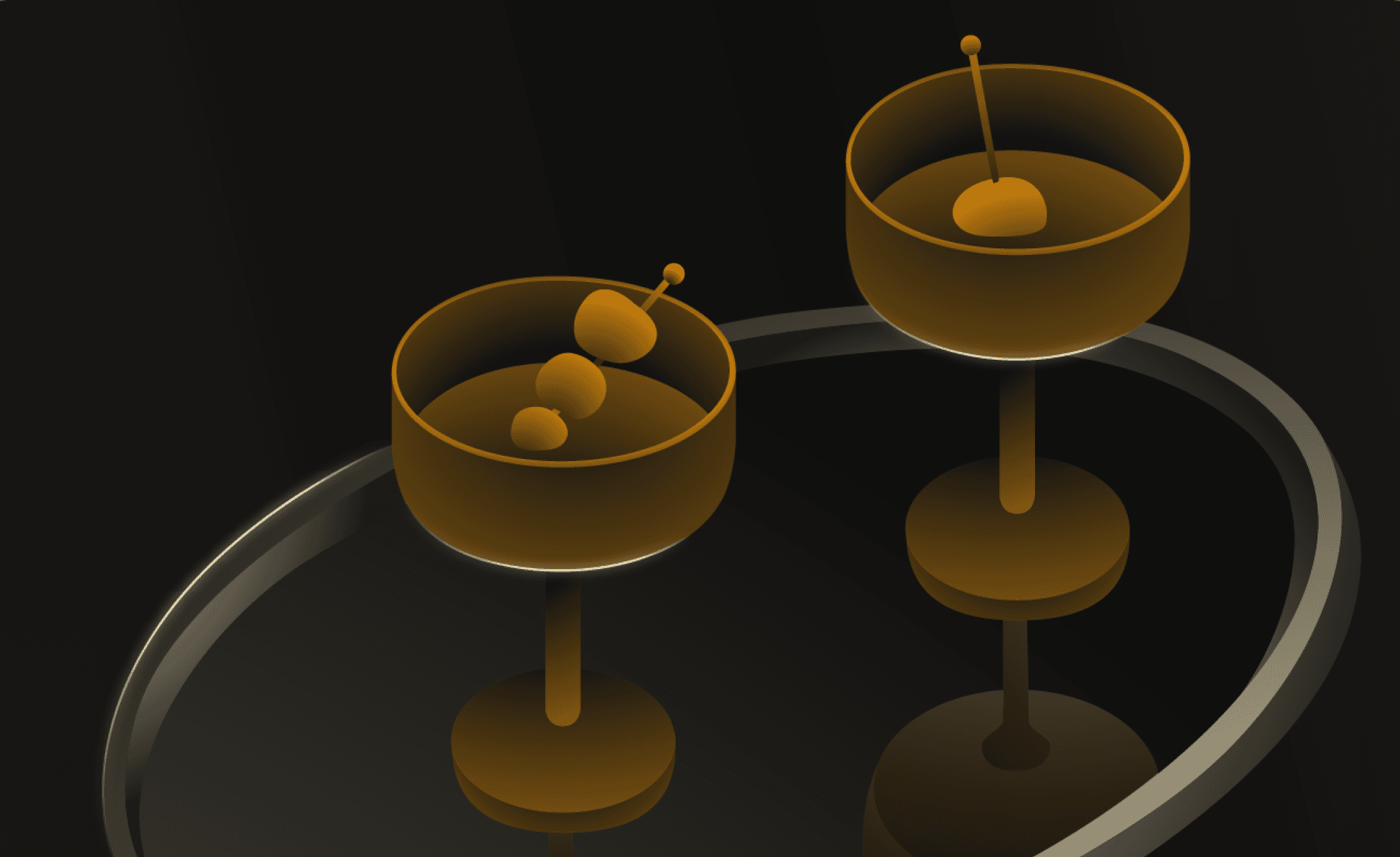 Two glowing cocktails in the Wellim visual style